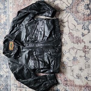 ​VNTG Womens GIII Global Identity Oversized Leather Flight/Bomber Jacket Blk Lg